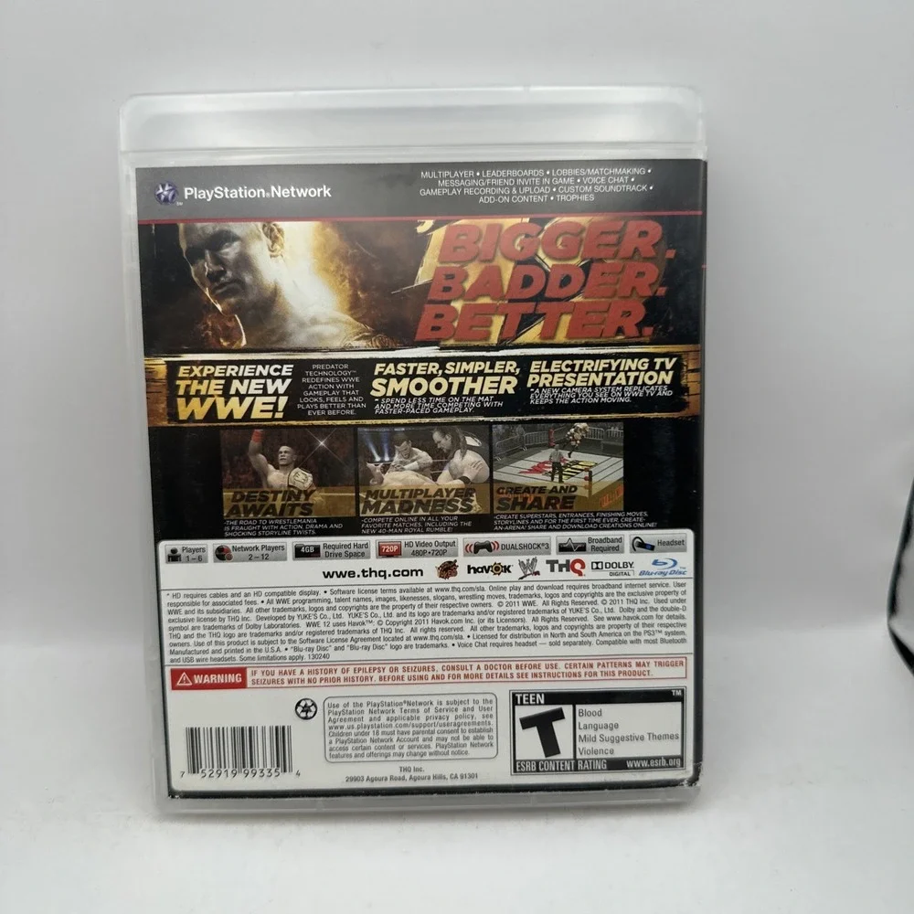 WWE W12 Playstation 3 PS3 THQ Game & Case